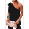 Slanted Shoulder Lace Up Sleeveless Top Pure Color Shoulder Shoelace Sleeveless Tops