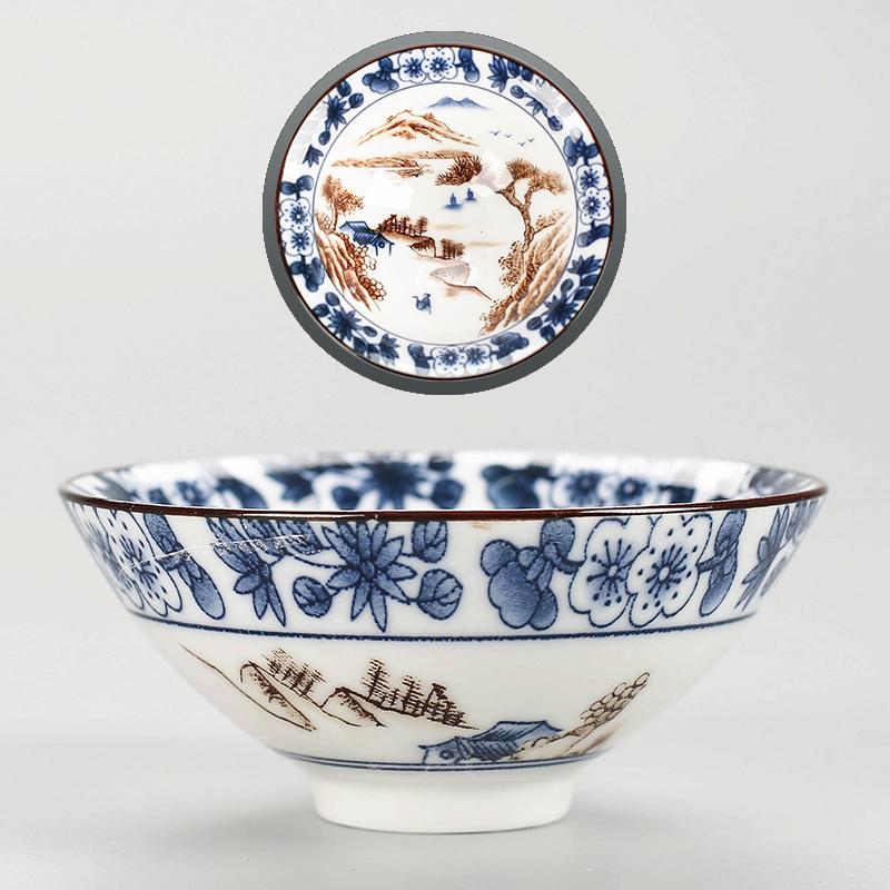 70ml Ceramic Large Master Tea Cup Blue and White Porcelain Kung Fu Tea Cup Douli Tea Bowl Personal Home Use Cup