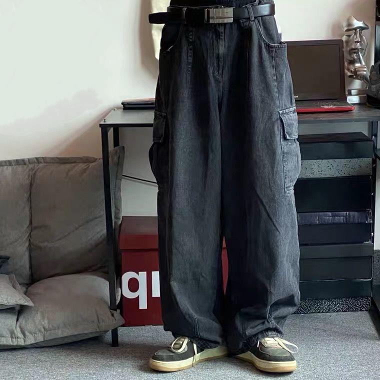 Baggy Jeans Men Black Wide Denim Pants Oversize Cargo Fashion Male Clothes Streetwear Trousers Sweatpants