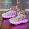 Summer Heely Shoes Girls Mesh Breathable Roller Skates Female Students Four-wheel Rechargeable LED Sports Skates Boys Glowing Sports Shoes