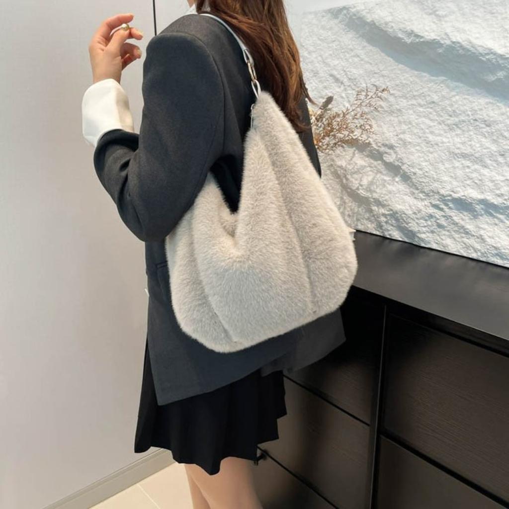 Tote Bag Women Plush Stitching Daily