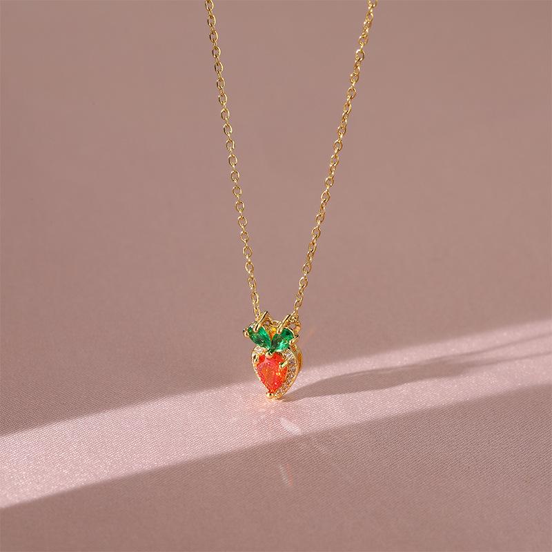 Wind Cute Carrot Necklace Female Senior Personality Trend Versatile Micro Inlaid Pendant Collarbone Chain Jewelry