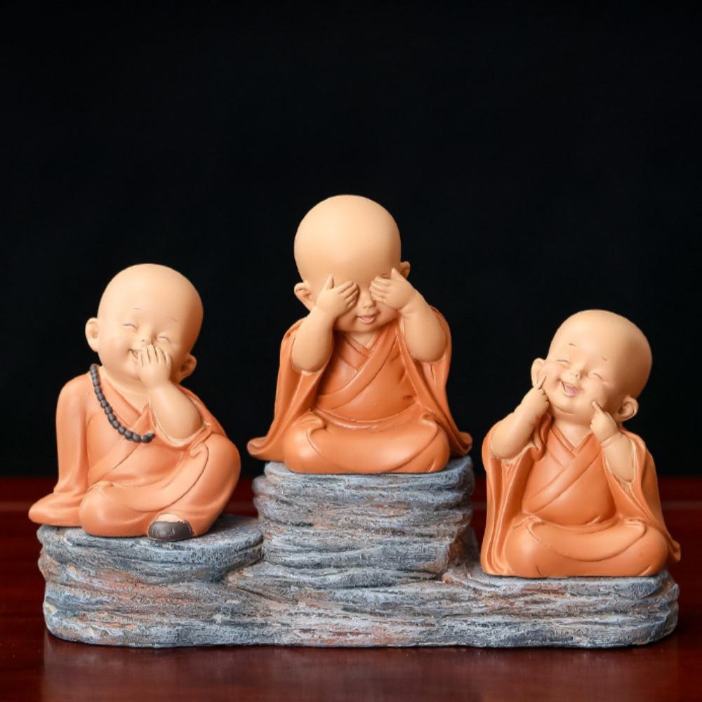 Little Monk Figurine Mini Monk Statue Cute Buddha Statue Adorable Baby Little Monk Decoration Creative Little Ornament