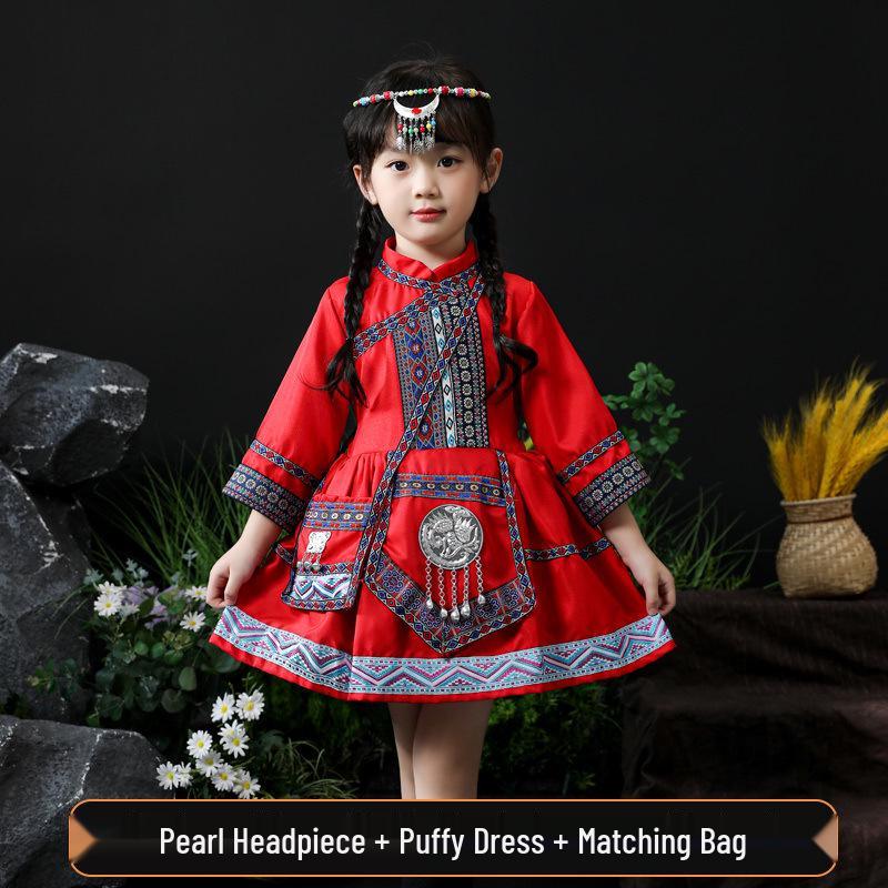 

Костюм народности чжуан на 3 марта для маленьких девочек Size 170