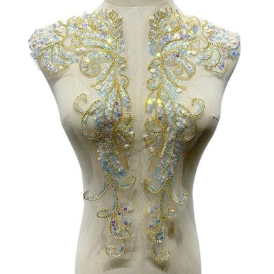 Bead Tube Appliqué Sequins Embroidery Cloth DIY Luxury Wedding Dress Accessories Handmade Clothing Decorative Patches