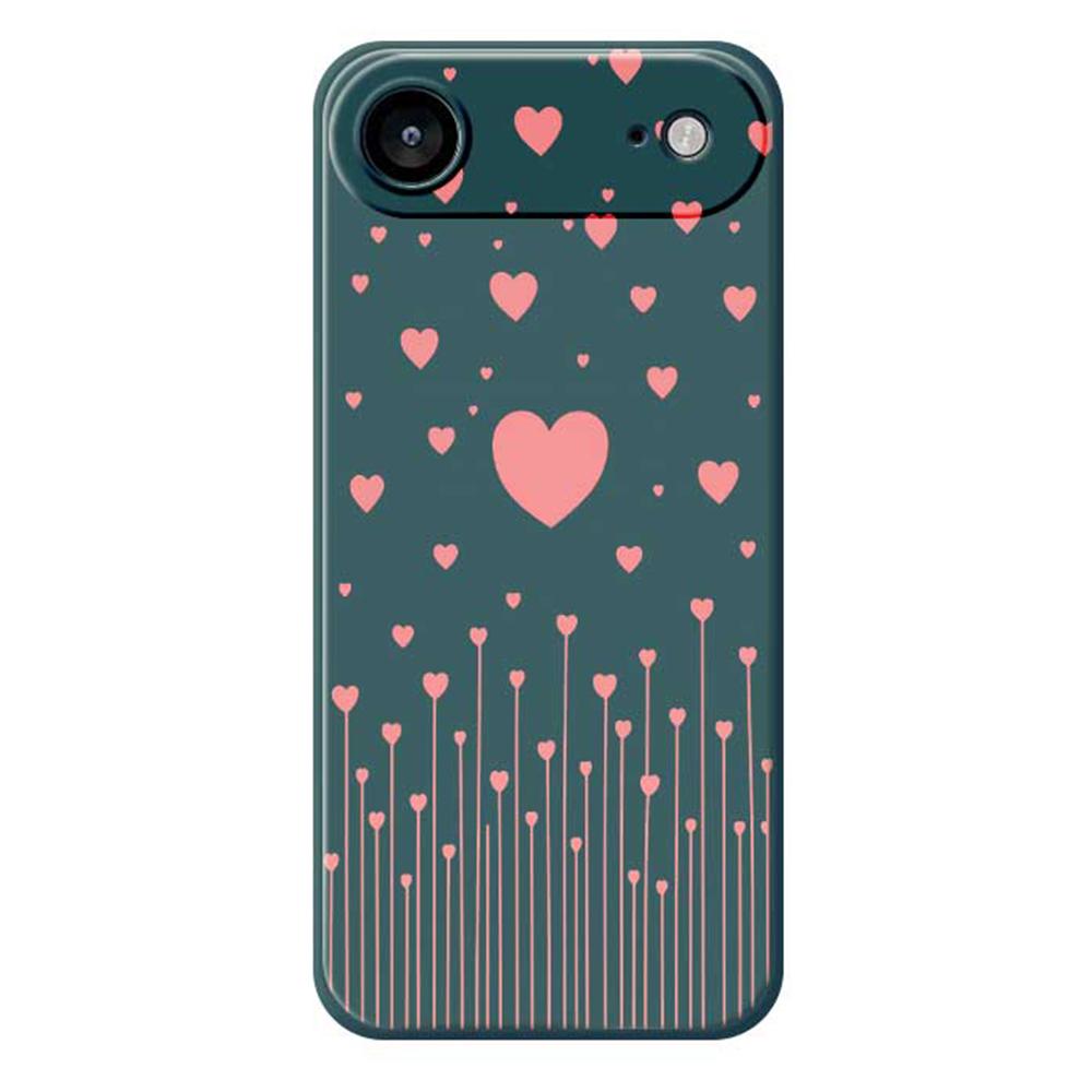For iPhone 17 Air Case Pink Love Pattern Printing Straight Edge TPU Phone Back Cover