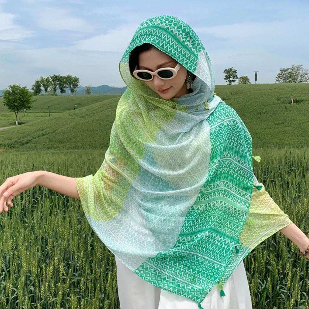 Tassels Sunscreen Scarf Shawl Knot Button National Style Cloak Fashion Cardigan Cape  Outdoor