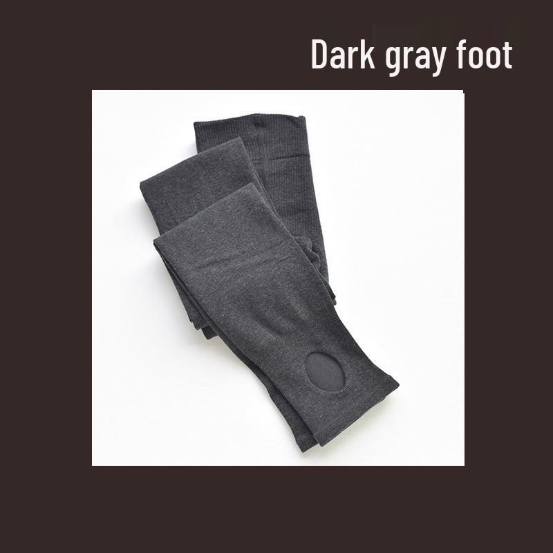 Autumn/Winter High Waist Gray Striped Cotton Base Layer Tights for Women