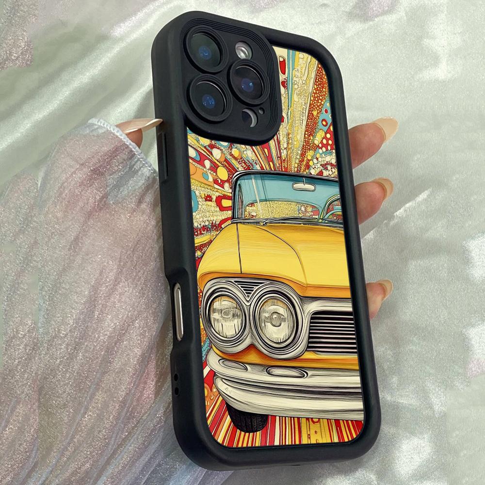 

JJT116 Мультяшный Хиппи 80-х Бесшовный Майами-Вайб Поп-Арт для iPhone 17 16 15 Pro Max Samsung S26 S25 Ultra A17 A16 A07 A56 Xiaomi 15T Redmi 15c Мягкий Чехол for iPhone 5/5s чёрный