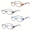 Women & Men Floral Reading Glasses - Elegant Fashion Square Full Frame, Perfect for Phone & Computer