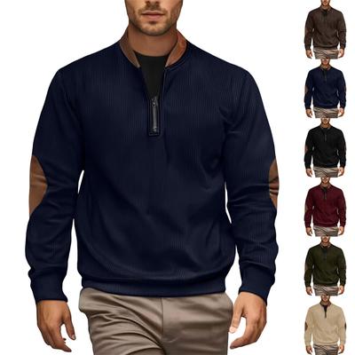 Herren Einfarbiges Kord-Halb-Zip-Sweatshirt Herren Sport Übergröße Lässiger Pullover