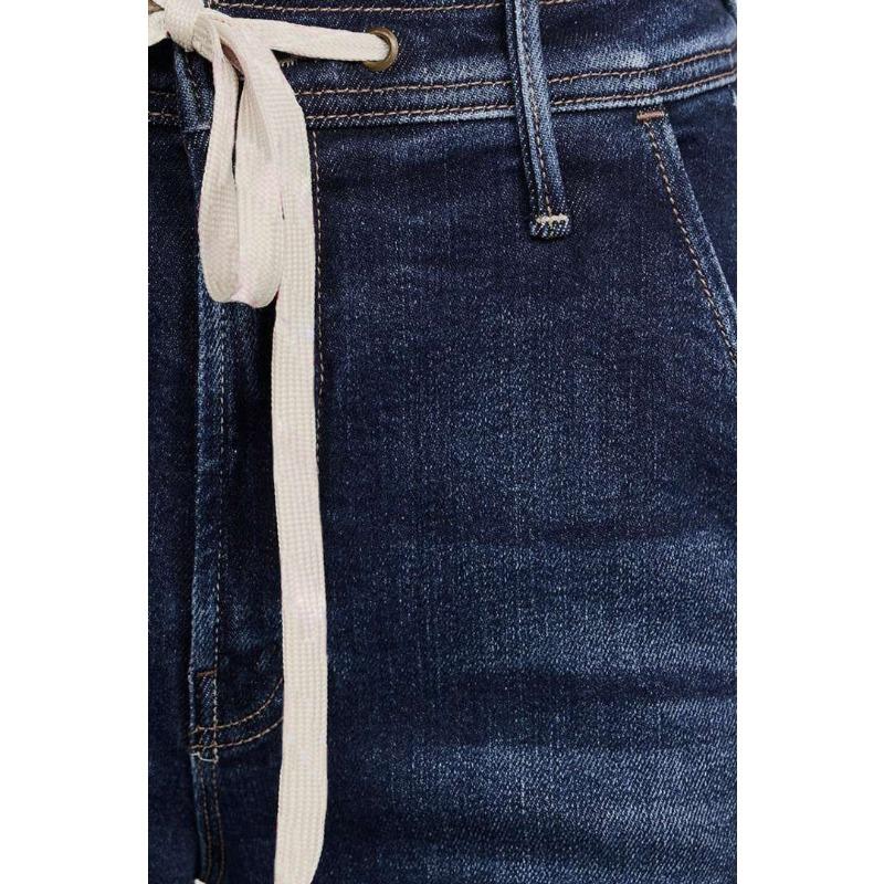 Women's New Spring Lace-up Stretch Jeans Straight Temperament Models Wide-leg Trousers