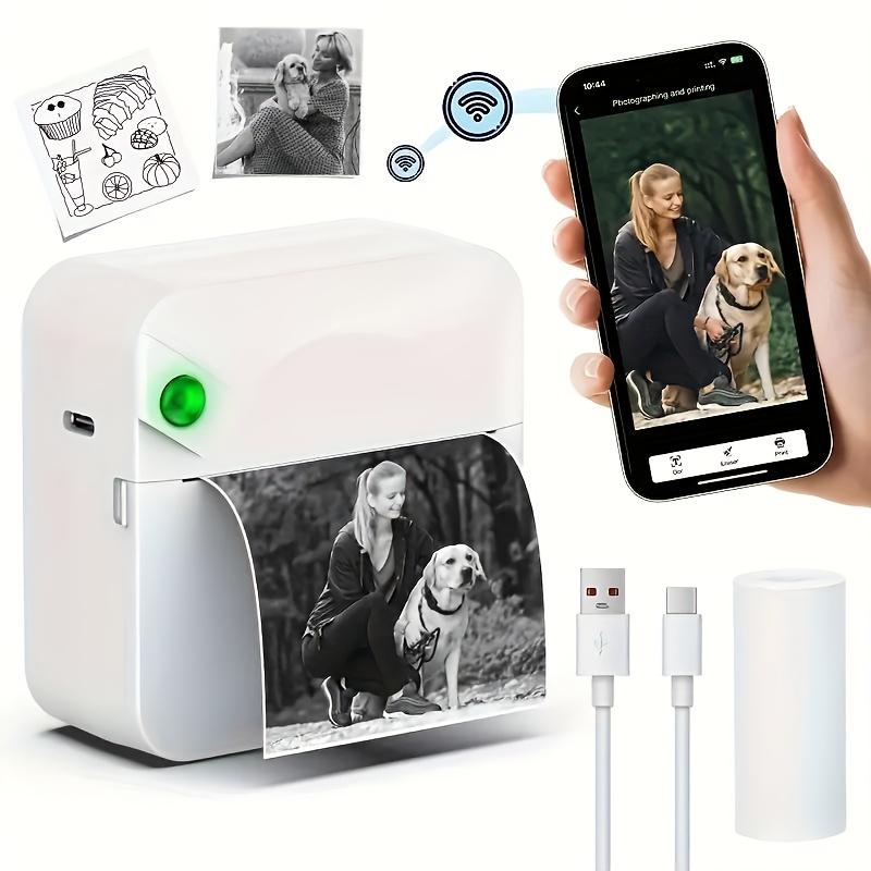 Tintamentes matricanyomtató Mini Hot nyomtató, Vezeték nélküli zsebnyomtató, Okos hordozható blokknyomtató fényképekhez, naplókhoz, jegyzetekhez és emlékeztetőkhöz