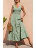Spring European & American Women's Camisole Dress: Pleated Patchwork A-line with Wide Hem