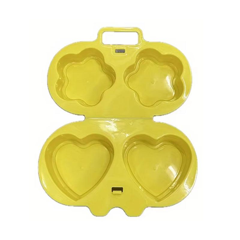Mikrowellen-Eierkocher, BPA-frei, Antihaftbeschichtet, Doppelkammer-Eierpochierer, Herz- und Blumenform, Schnelle ölfreie Frühstücksform für die Heimküche 1 Piece gelb