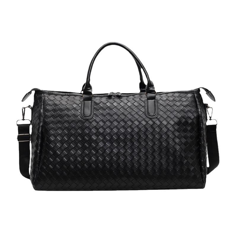 New fashion new PU leather woven portable travel bag large capacity shoulder messenger bag casual Korean version travel bag