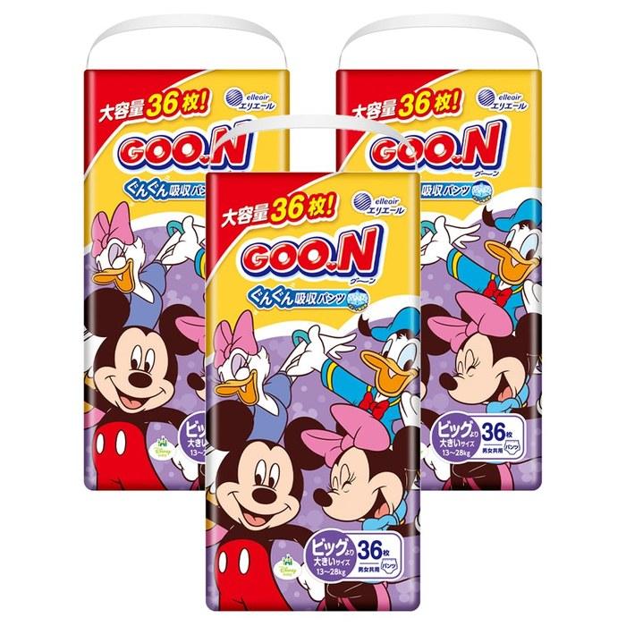 Goon Gun Gun Absorption Pants Diapers (13-28kg) 108 Count (36x3) - Disney Design, Large Size