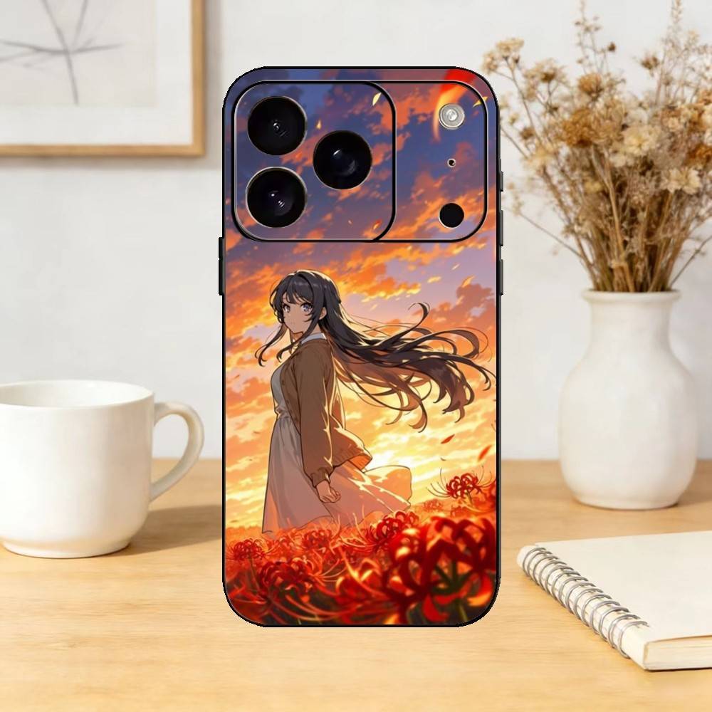 Senior S-Sakurajima Mai Phone Case For iPhone 17,16,15,14,13,12,11 Plus,Pro,Max,Mini Silicone Black Soft Cover