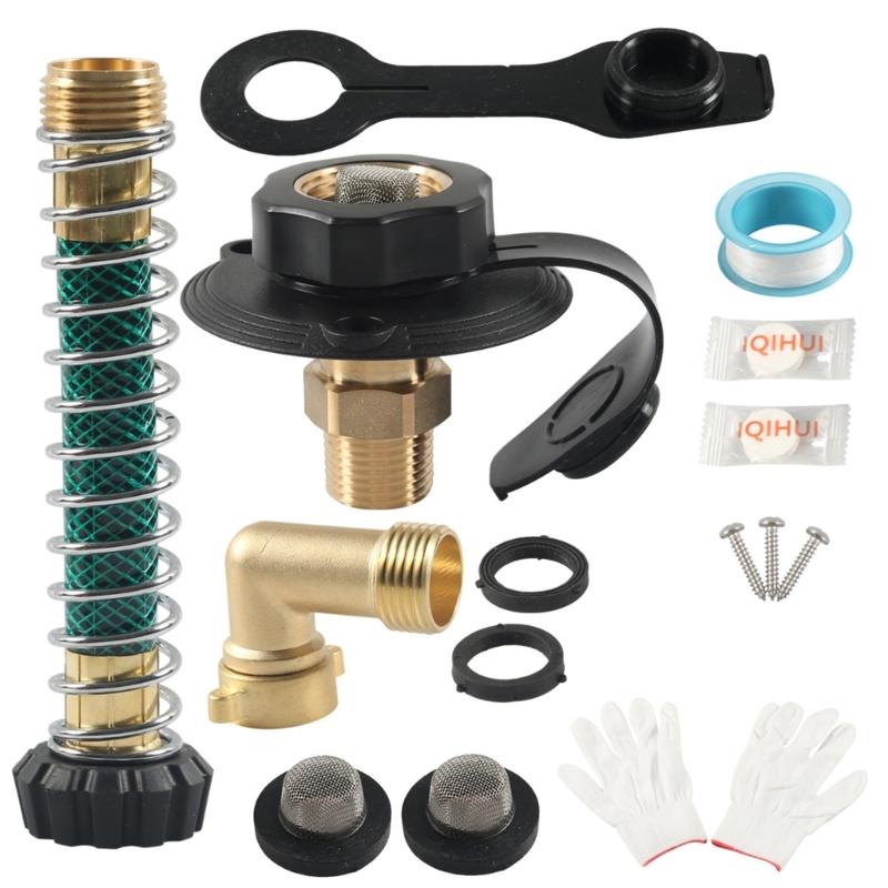 

RVs Water Inlet Check Valves Kit With Brass Fittings RVs Water Inlet For Leakproof Water System Installation чорний