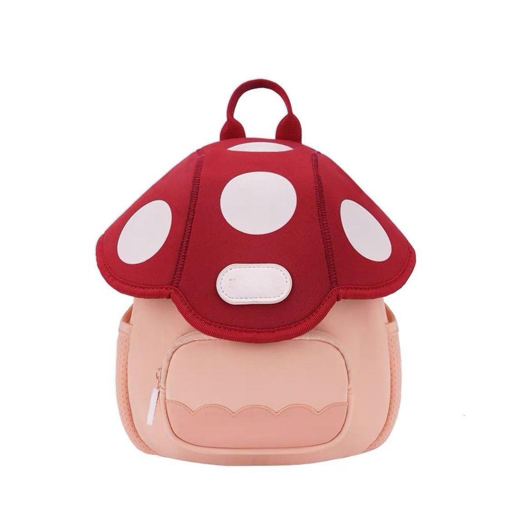Backpack Mushroom Shaped Apple Printed Schoolbag Leather Material Bag Kids Gift