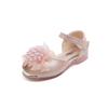 Lace Pearl Big Flower Princess Sandals, Crystal Soft Sole Peep Toe Shoes for Girls
