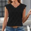 Pull-over à col en V et manches courtes pour femme, nouvelle collection été
