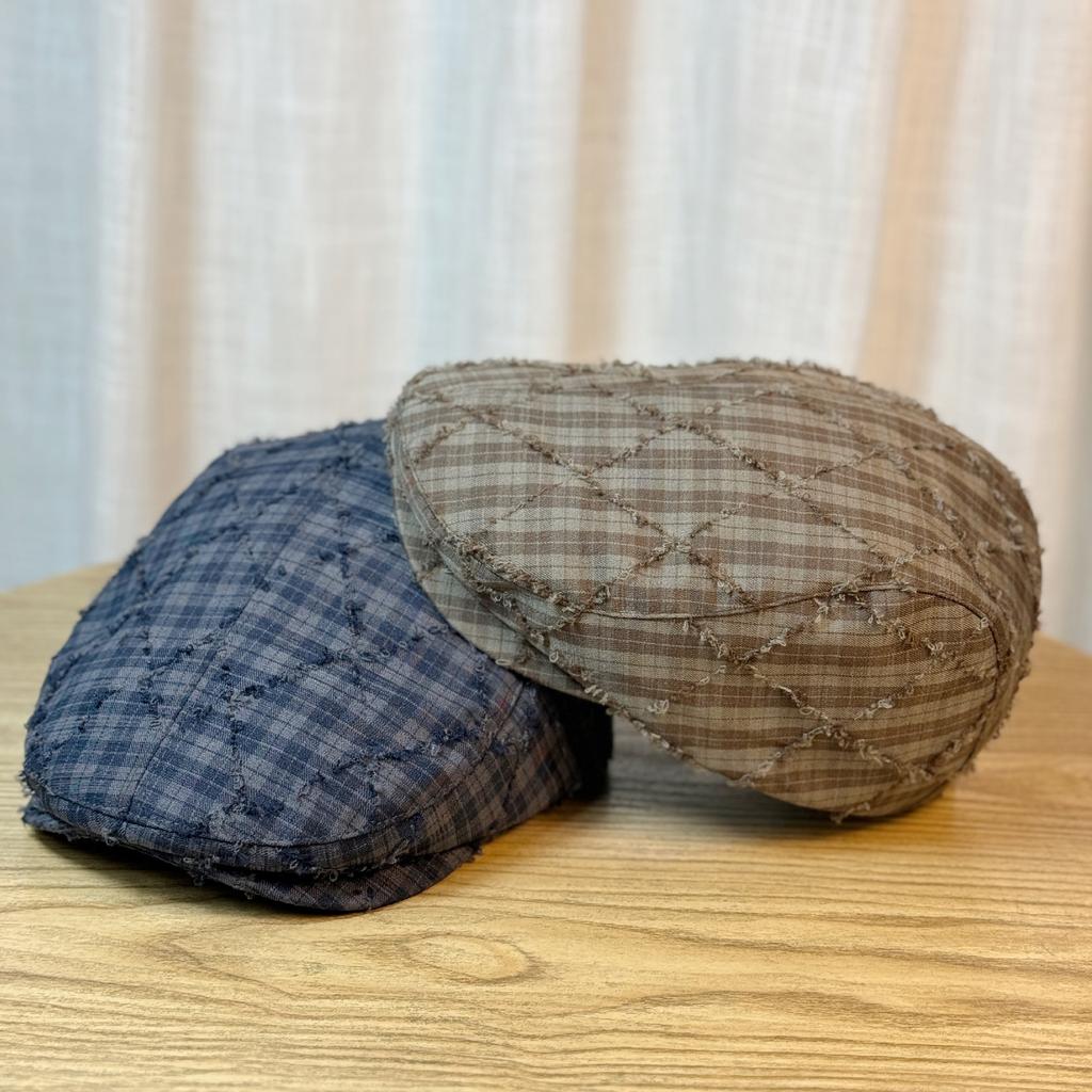 Japanese College Style Retro Plaid Forward Hat Women's Summer Light and Casual Versatile Reversible British Painter Hat