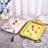 ZISIZ Gold Beaded Square Metal Fruit Tray
