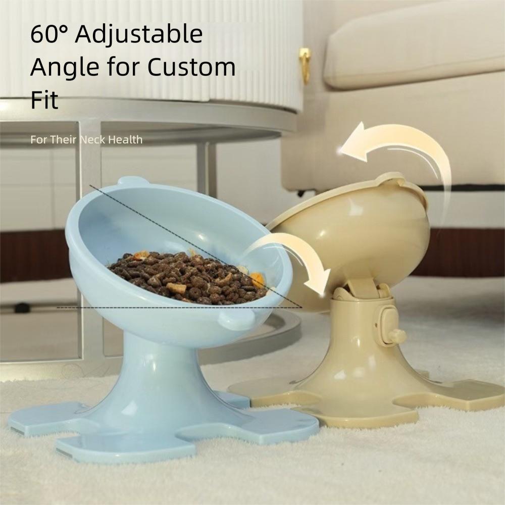 Height Adjustable Raised Cat Bowl Neck Protection Cat Food Plate Tilted Dog Feeding Bowl for Pet