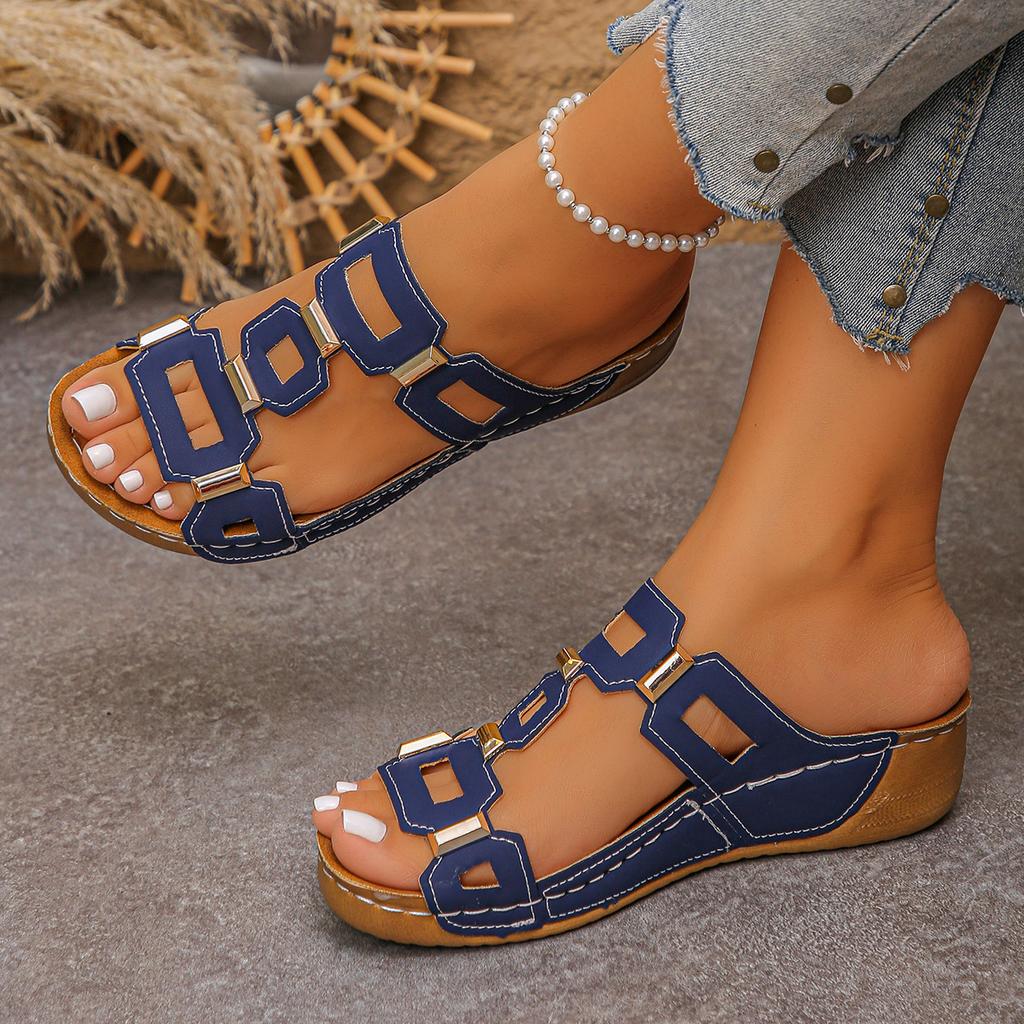 Damensandalen im römischen Stil in großer Größe, Zehenfrei, Strand-Slipper, Sommer-Keile, Bequeme Outdoor-Slipper für Damen