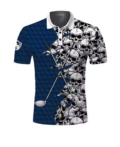 3D Printed Golf Club Polo Shirt Cool Skull Pattern T-Shirt Summer Casual Short Sleeve