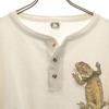 COTTON DELUXE 90s Made In USA Old Lizard Print Short Sleeve Henry Neck T-shirt Men's Used