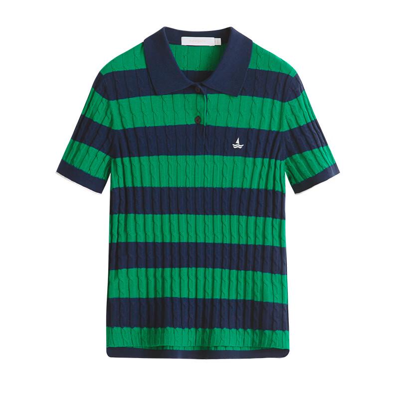 Navigare Women's Striped Knit Polo Shirt