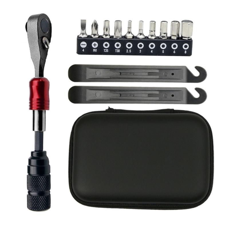 Multifunctional Bike Repair Tool Bicycles Maintenance Tool Ratchet Wrench Set Tire Levers Tire Pump Cycling Accessories