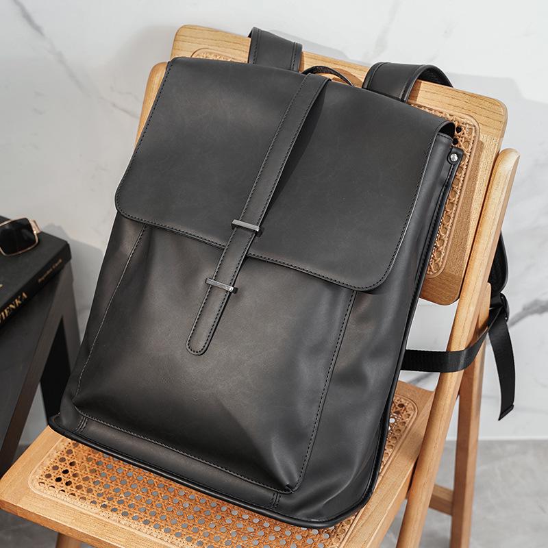 Korean Trendy 2025 Leather Men's Backpack - Large Capacity School & Laptop Bag