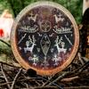 Viking Cave Drum with Handle Shamanic Rock Art Sound Healing Drum Vintage Tribal Design for Meditation Energy Healing  Gift