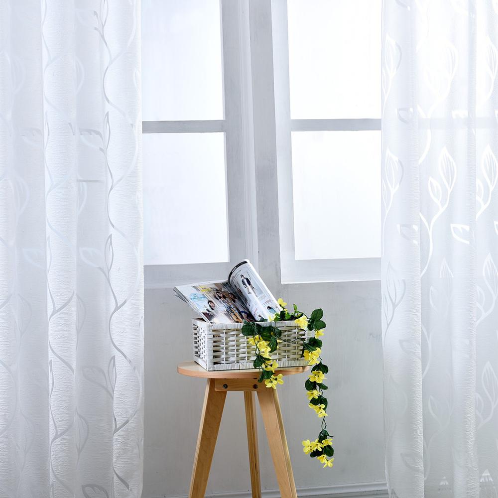 Floral Printed Curtains Window Gauze White Living Room Drape Fashion Polyester Washable Warm Winter Style Bedroom Cafe Shop