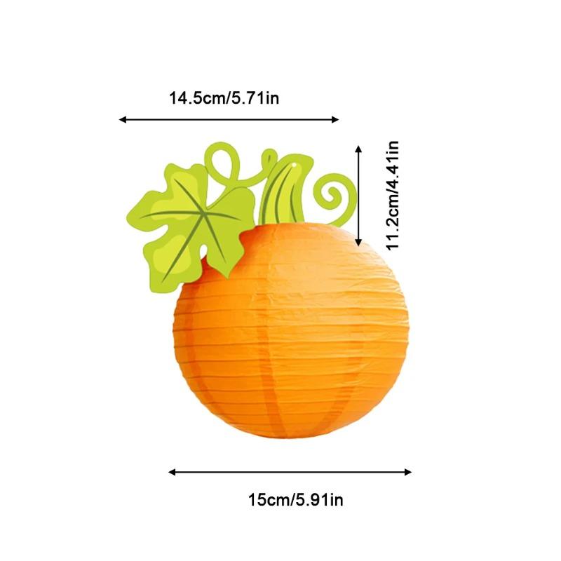 Halloween Round Paper Pumpkin Hanging Lantern Decoration for Thanksgiving Fall Festival Indoor Outdoor Party Patio Home Holiday Scene Decor Supplies