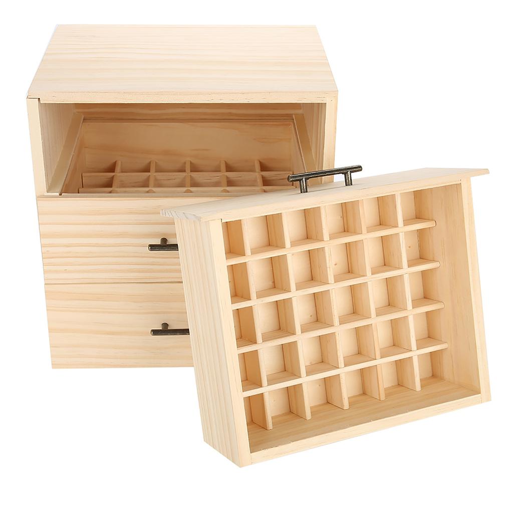 90 Slots Threetiered Essential Oil Bottle Container Wooden Storage Case Box Organizer