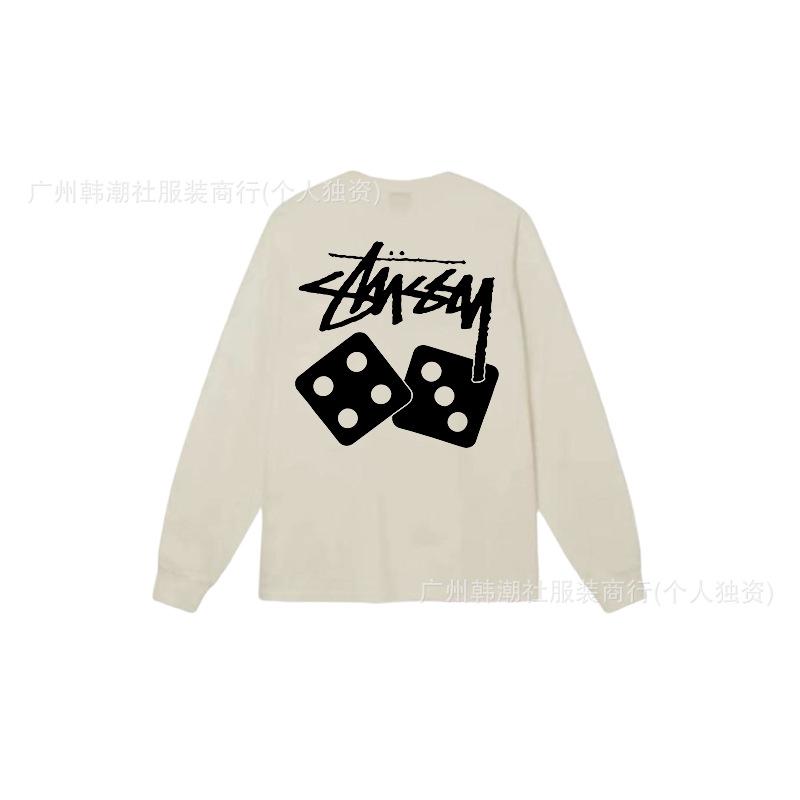 3. Cross-border Stuart long-sleeved printed t-shirt American trendy cylindrical cloth casual loose men and women the same style