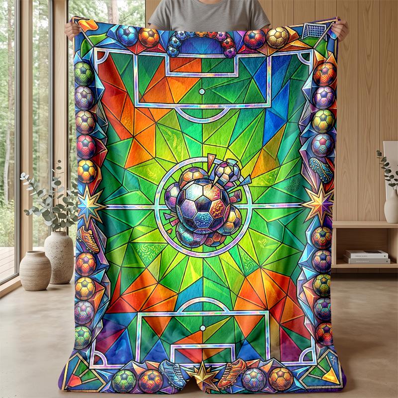 Soccer Field Artwork Theme blanket Lightweight Warm Flannel Blanket Decorative Throw Blanket for Home Decoration