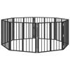 Dog Gate 8 Pcs Black 60 X 60 Cm Galvanized Steel