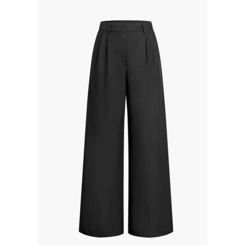 2026 Moda Elegante Larghi Pantaloni da Completo Dritti a Gamba Larga da Donna Vita Alta Monocolore Versatili Primavera e Autunno Pantaloni Casual da Lavoro
