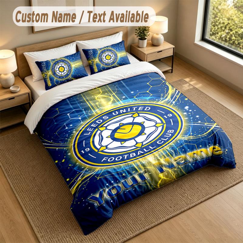 Bedding Set 1 Duvet Cover 2 Pillowcases Leeds United Print Soft Bed Linen Bedroom Decor