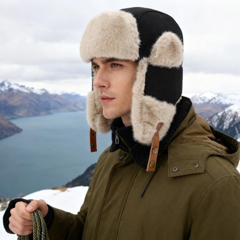 Windproof Winter Plush Hat Fleece Earflap Hat Simple Lei Feng Cap Women