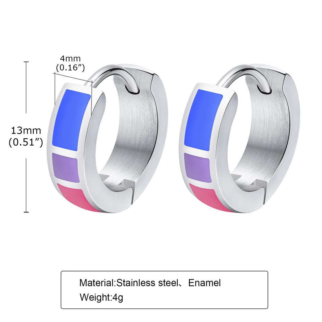 Rainbow Color Hoop Earrings for Men Women,Waterproof Stainless Steel Metal Huggie Earrings,LGBT Jewelry Gift