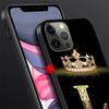 Hoesje voor Apple iPhone 14 11 13 12 Pro Max XR 7 8 + SE 2020 XS 6 6s Plus 5 5s Zwart Siliconen Telefoonhoesje Diamanten Kroon Letter