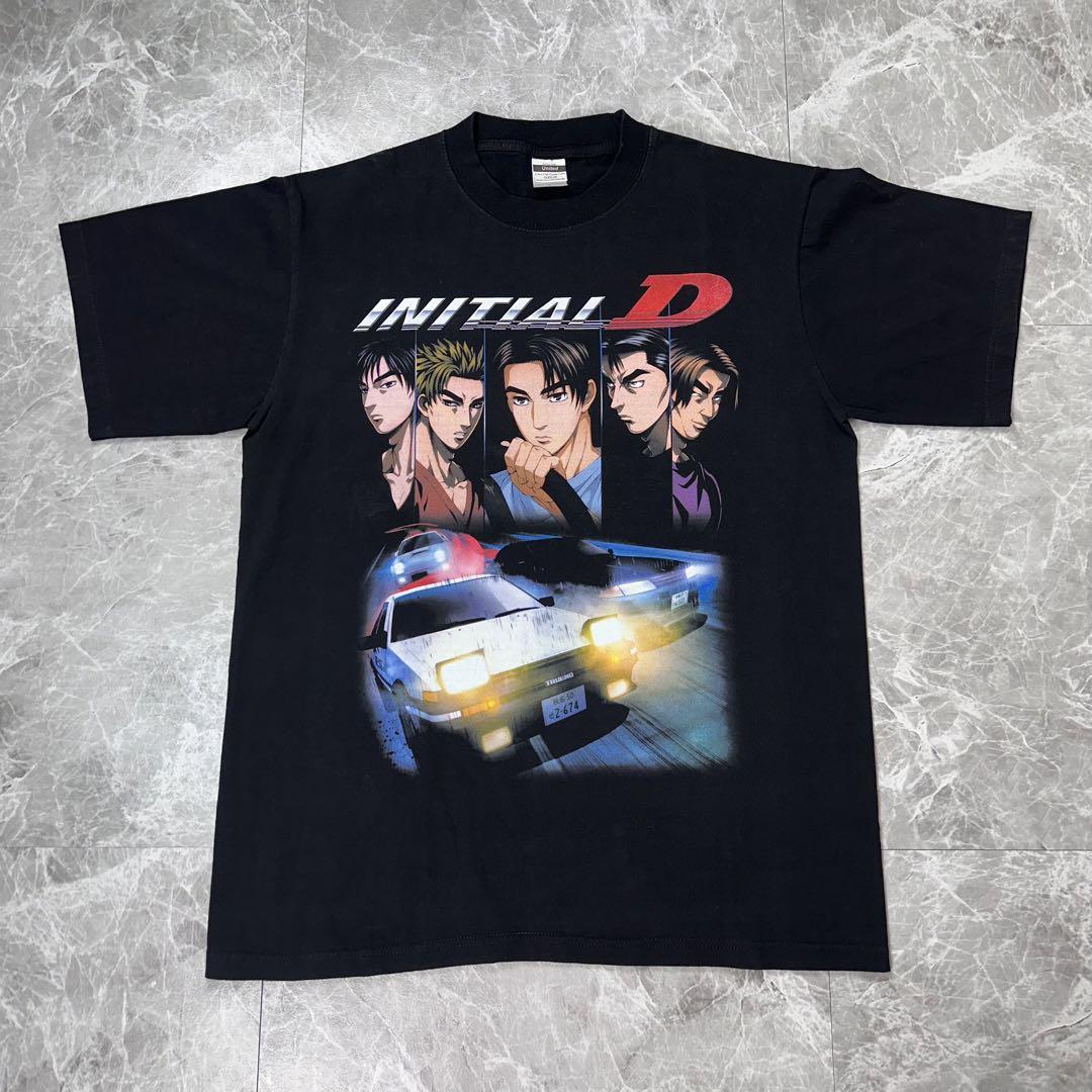 

[USED] Super Rare! Initial D Anime Bootleg T-Shirt, Black, Size L
