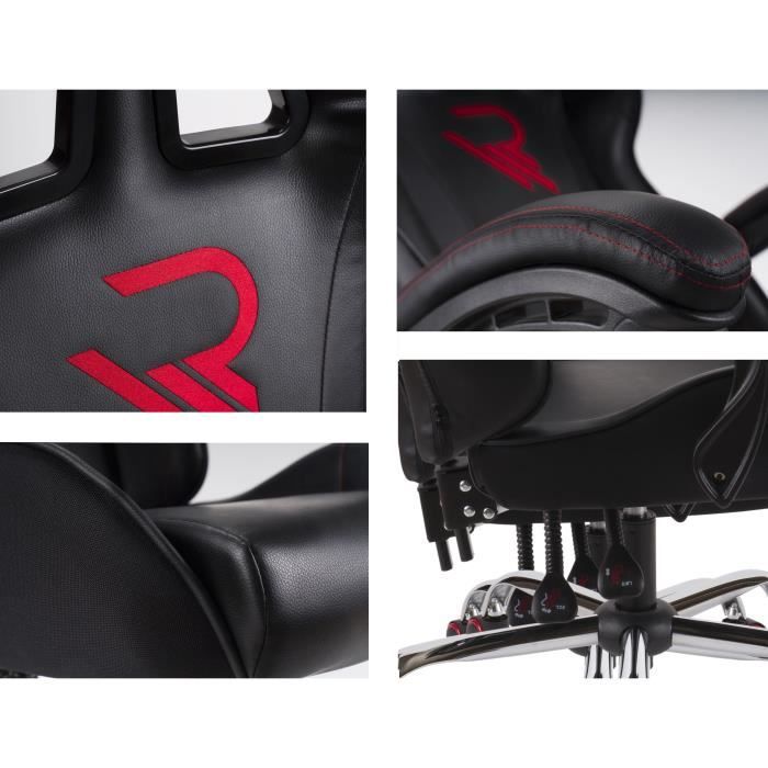 Bureau gamer ergonomique Subsonic Raiden - Finition carbone - Pour PC gaming - Plateau 110x60cm