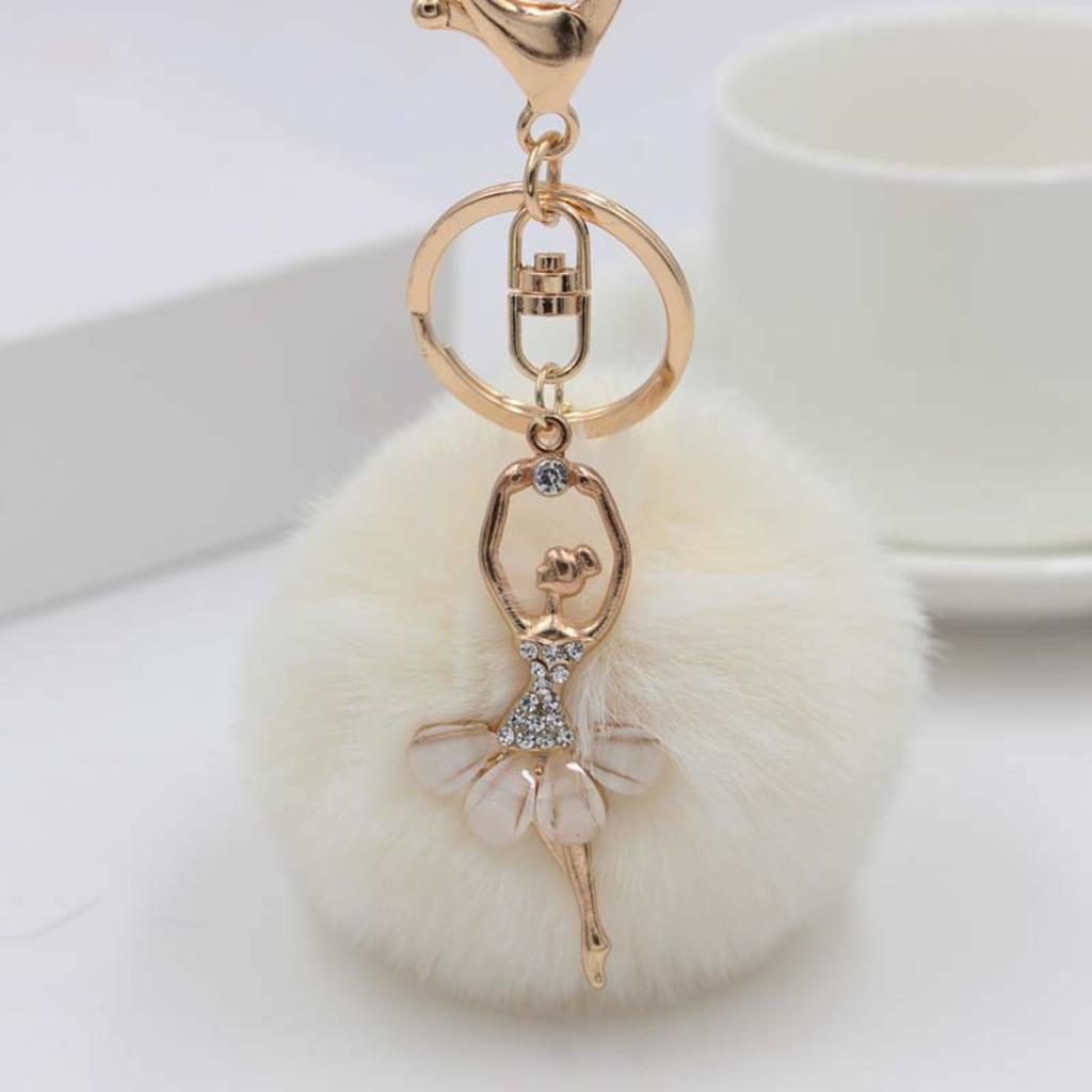 Angel Pom-Pom Keyring Bag Charm Faux DIY Pom-Pom Keyring Accessory